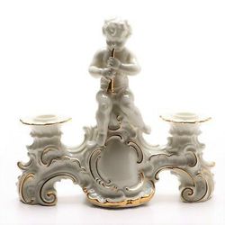 Vintage Schaubach Kunst Porcelain Rococo Style Figural Candelabra