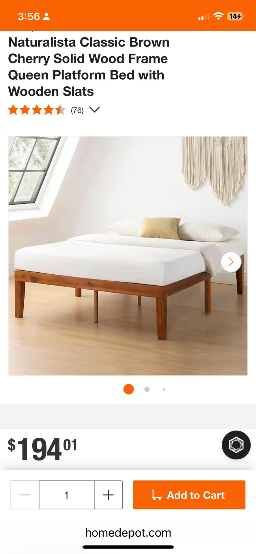 Queen Bed Frame - Cherry Wood