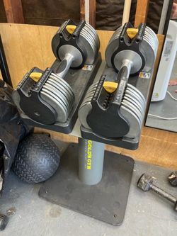 Gold’s Gym Adjustable Dumbbells — 10–50 lb Pair + Stand