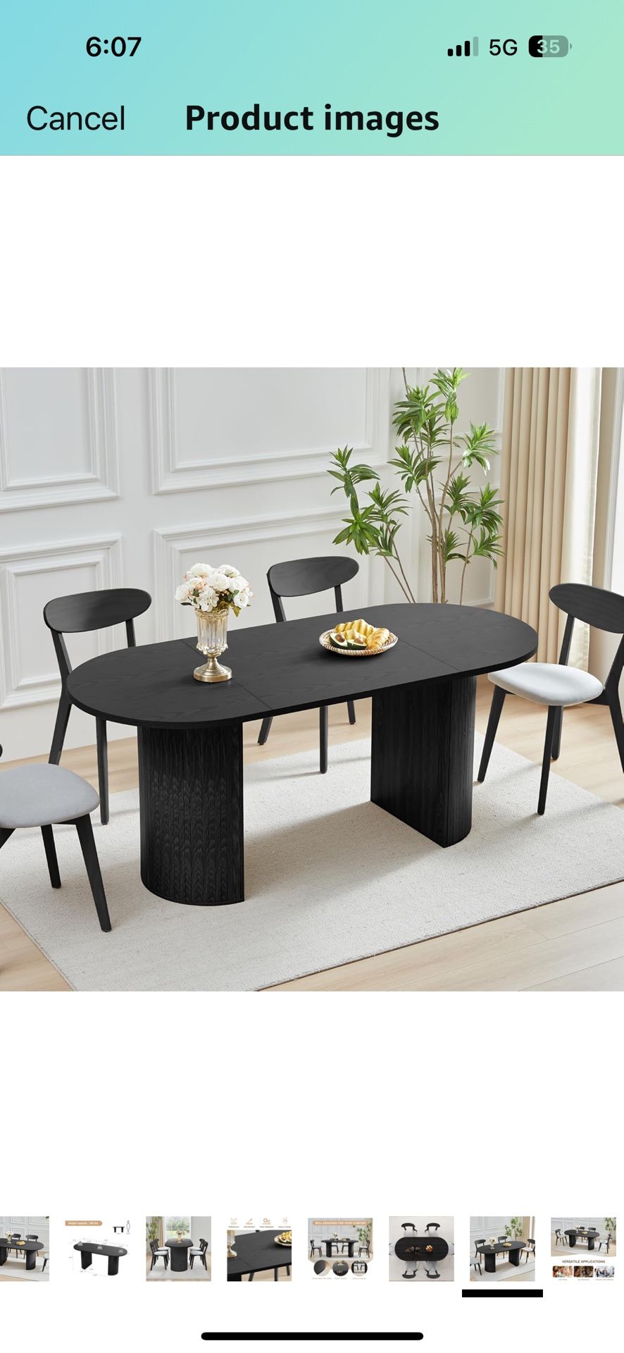 70.8 Inch Dining Table for 4-6 People, Oval Kitchen Table