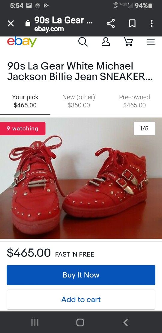 Collectors Vintage L.A Gear Michael Jackson Shoes Size 6