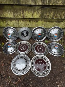 Assortment of Vintage Hubcaps