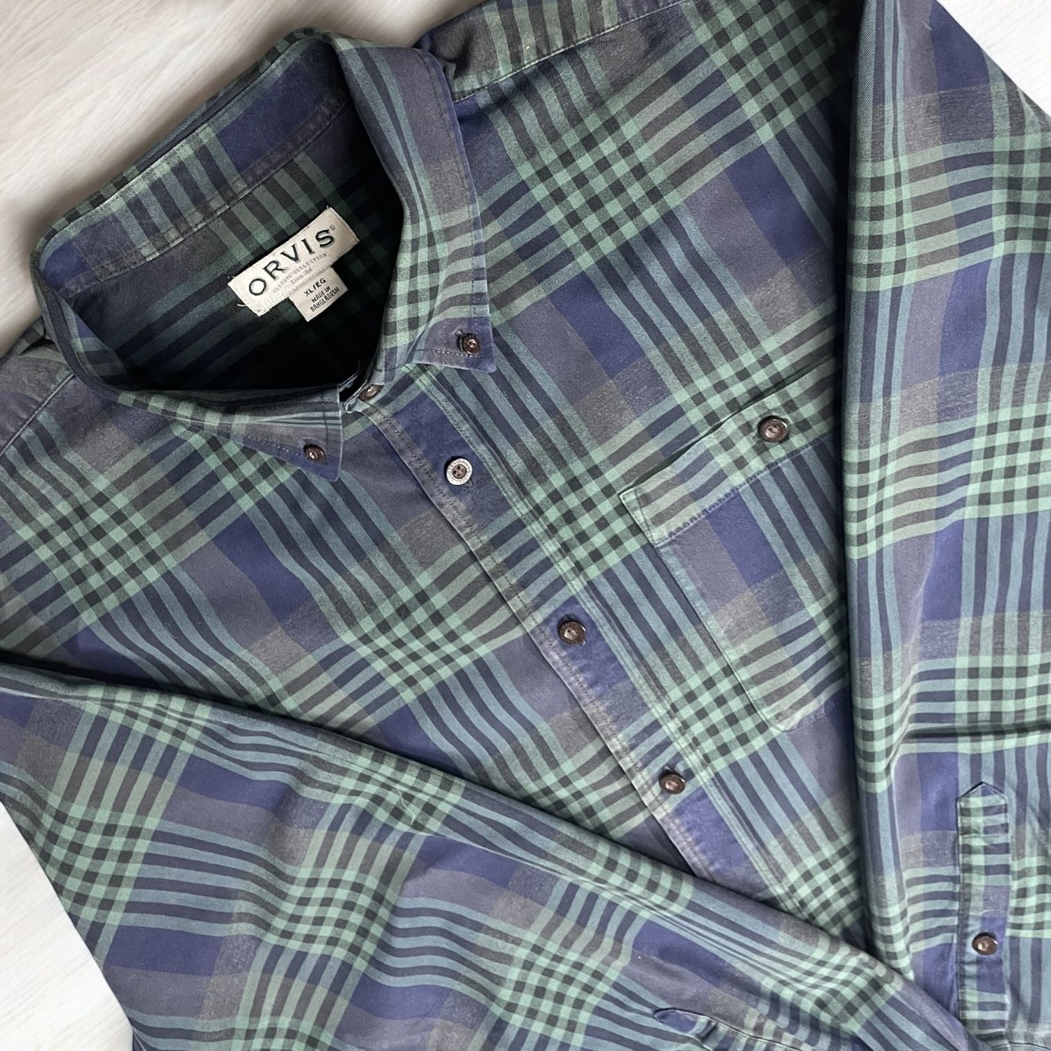 Orvis Men’s Plaid Long sleeve Shirt -XL