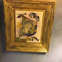 Signed Guy Harvey Ceramic Framed Tile Fish