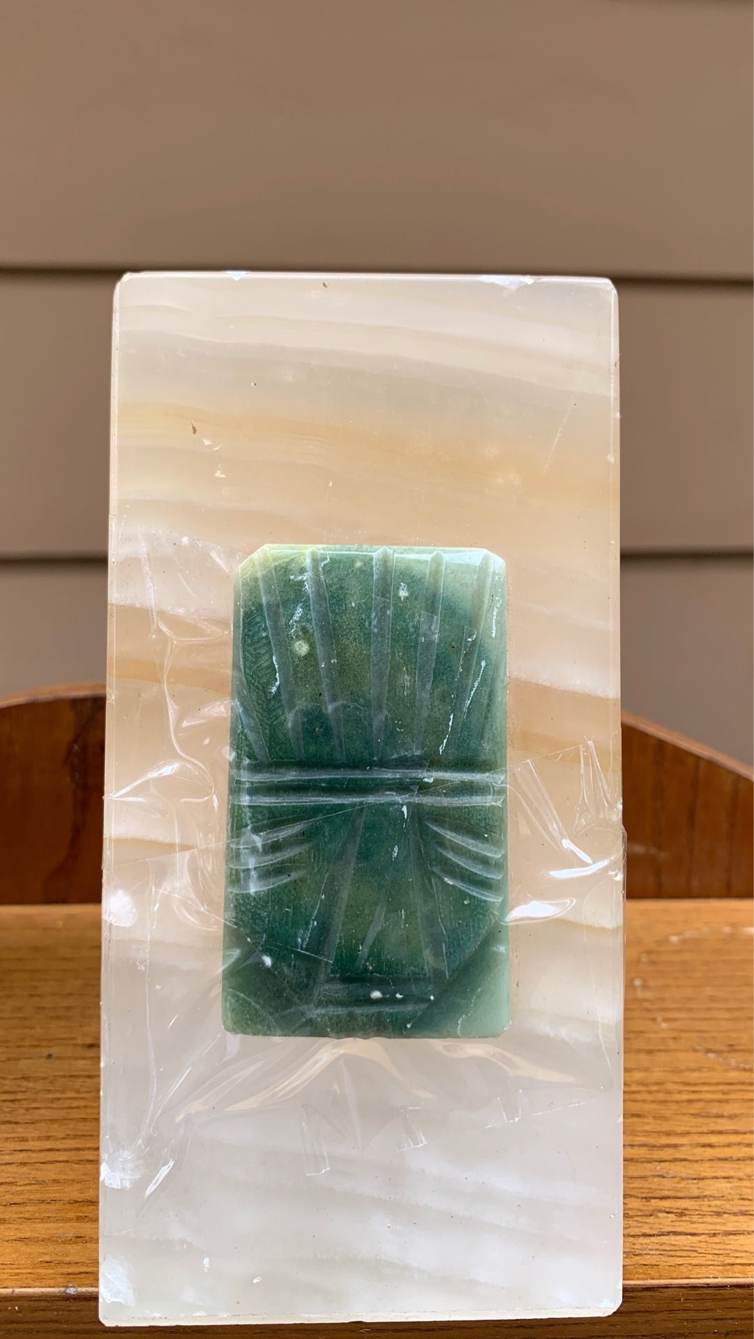 Vintage Matched pair (2) Aztec boho onyx bookends: 5 1/2” tall 3” across at base