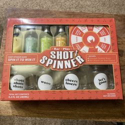 Shot Spinner Game  Includes 4 Mixers & 4 Mason Jar Style Large Shot Glasses
