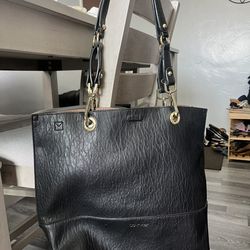 Calvin Klein Black Leather Handbag/Tote