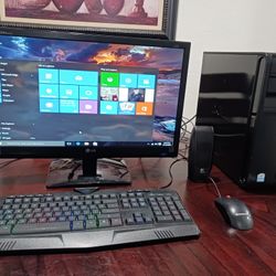 Dell Vostro desktop computer windows 10. Good condition.  wifi adapter.  1. 5 Tb hard drive.  DVD reader.   monitor LG 23 inches.  speakers,  keyboard