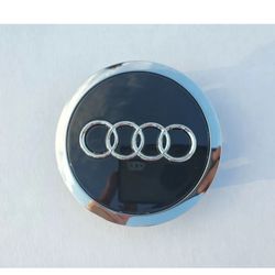 Set Of 4 Black Audi Wheel Center Caps