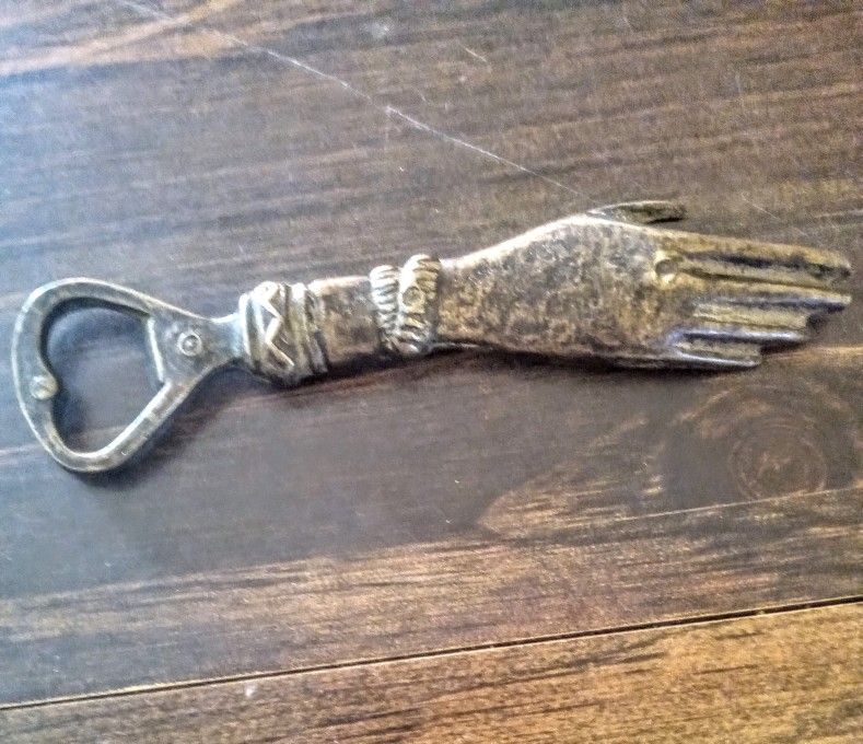 VTG Brass "Heart In Hand" Bottle Opener
