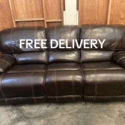 Leather Electric Recliner Couch - Free Delivery 