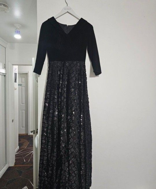 Evening Dresses Long Evening Dresses V Neck Women Floor Length Sequined Evening Dress