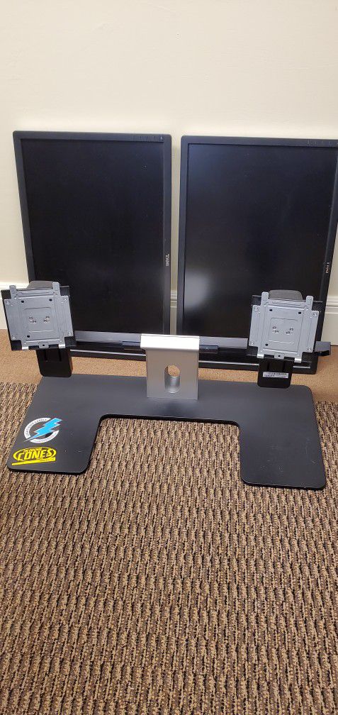 2 24 Inch LCD Dell Dual Monitors And Stand