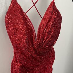 Red Glitter/Sequin Prom Dress