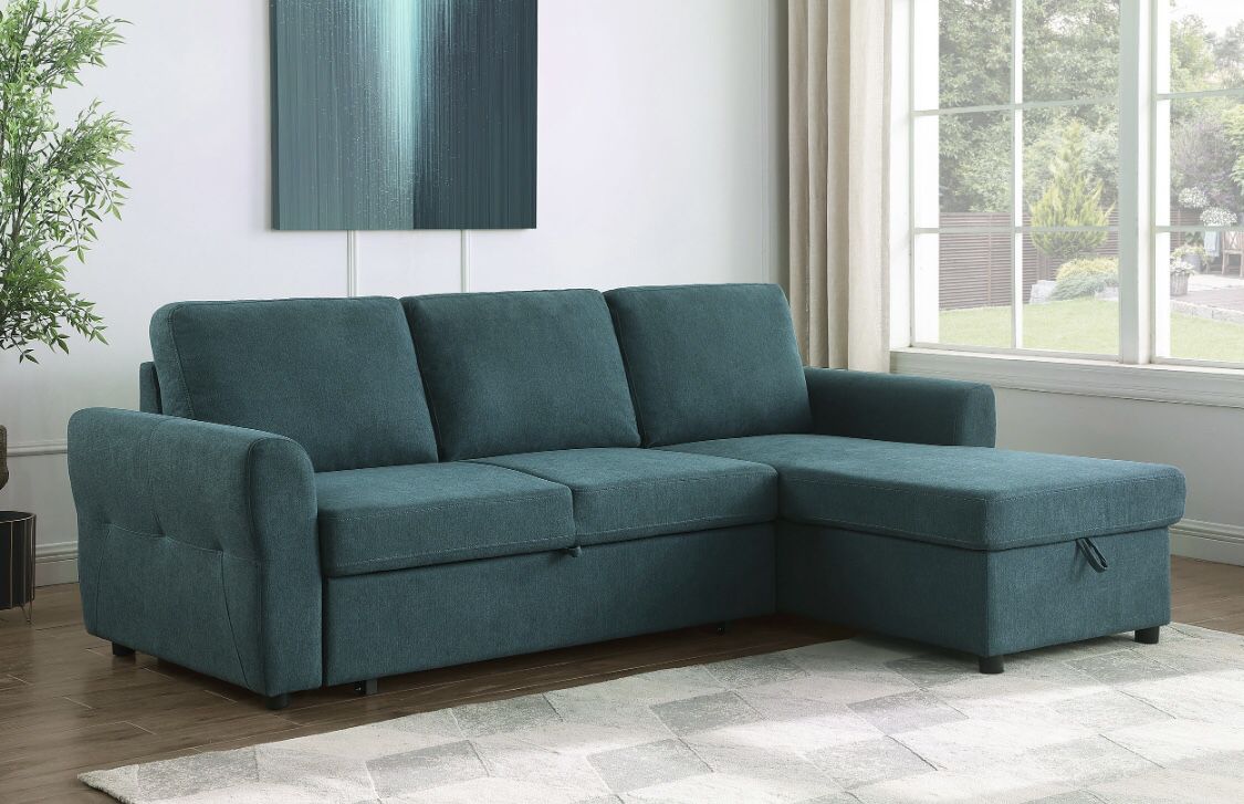 Sleeper Sofa Sectional With Storage Chaise Teal