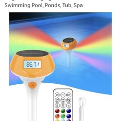 🌞Solar Pool Light w/ Thermometer – 22 Colors – NEW – $20