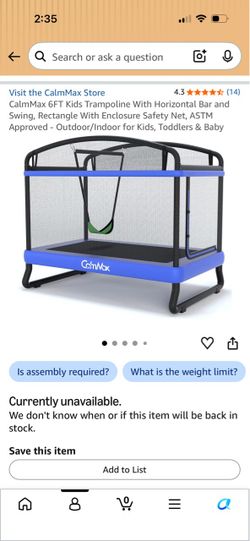 6ft enclosed kids trampoline