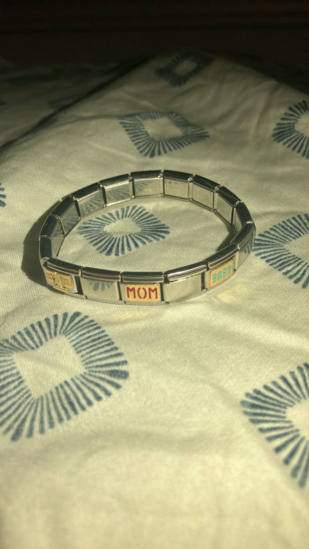 Stainless Steel/18k Gold Charm Braclet