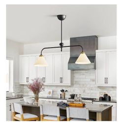 NEW 2-Light Black and Brass Pendant Chandelier