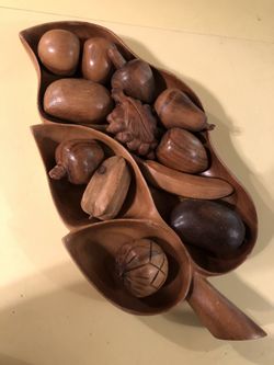 Wooden fruit bowl decor