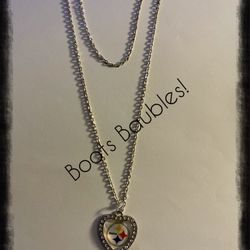 Pittsburgh Steelers Rhinestone Heart Necklace 