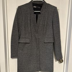 Zara Women's Charcoal Blazer Coat