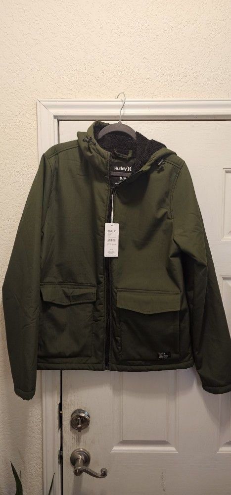 Hurley Full Zip Hurley Full Jacket Men's M Sherpa Lined Algondon Forro/Polyester with Hoodie Very Warm -NWT. Retails for $119