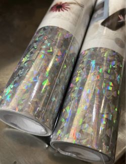 Disco holographic silver vinyl roll x2