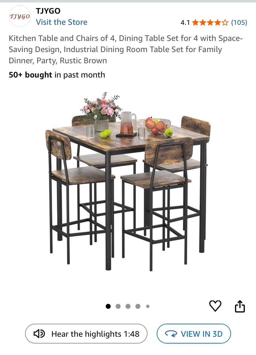 Table and 4 Chairs set