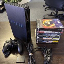 PS2 PlayStation 2 bundle with 11 games, controller, cords, and memory card!