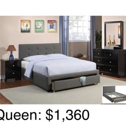 Modern Queen Size Complete Bedroom Set. Mattress sold separately 