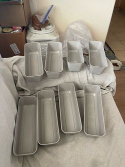 8x Essentials Gray Long Storage Trays