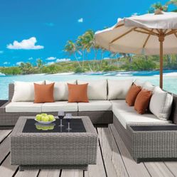 Patio outdoor balcony pool Furniture Sectional chair and table armchair wicker resin