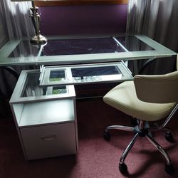 Desk, Chair, Lamp & Drawer