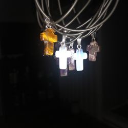 19 Inch Gemstone Cross Pendant Necklace 