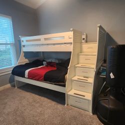 White Queen And Twin Bunk bed