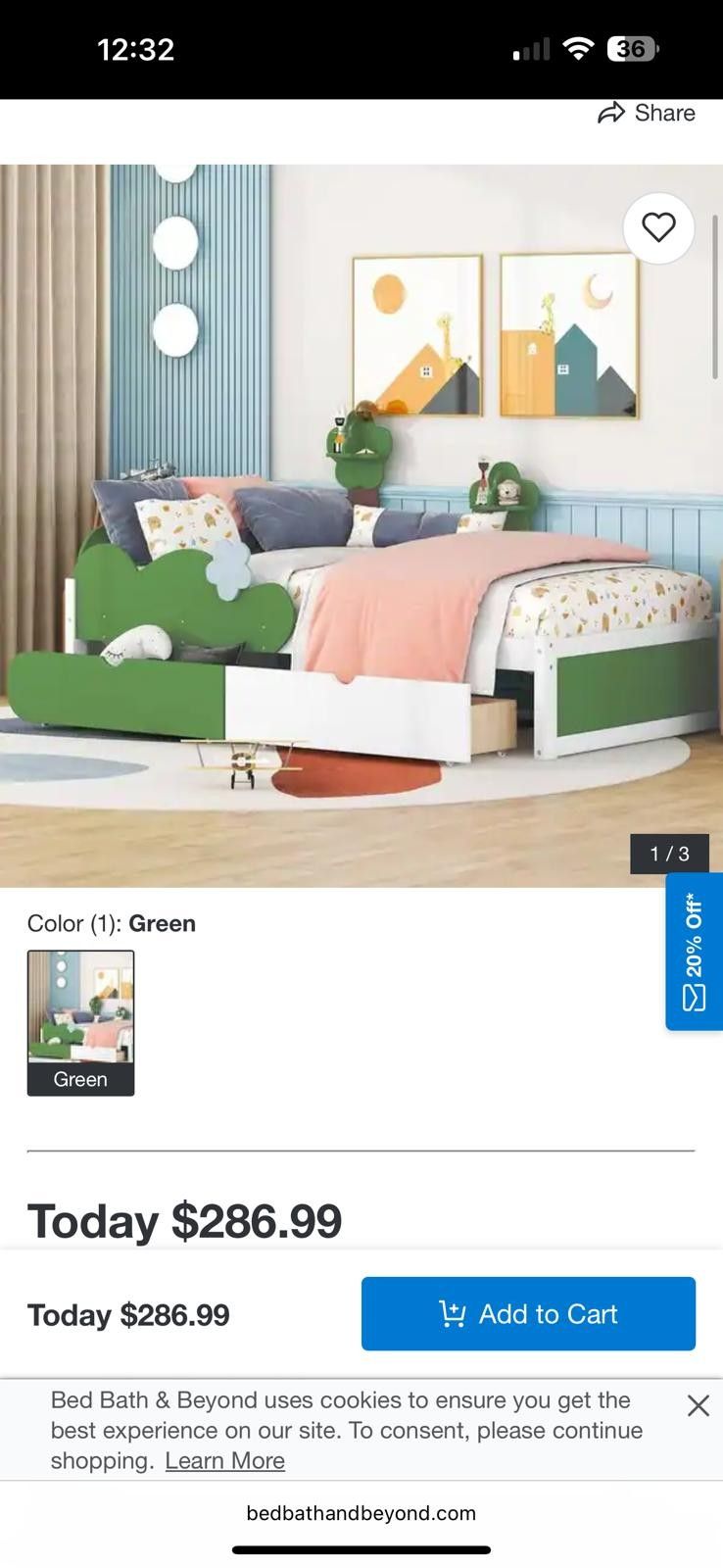 Twin Size Bed Frame with Grass Hill Decor and Storage Drawers for Kids ($60)