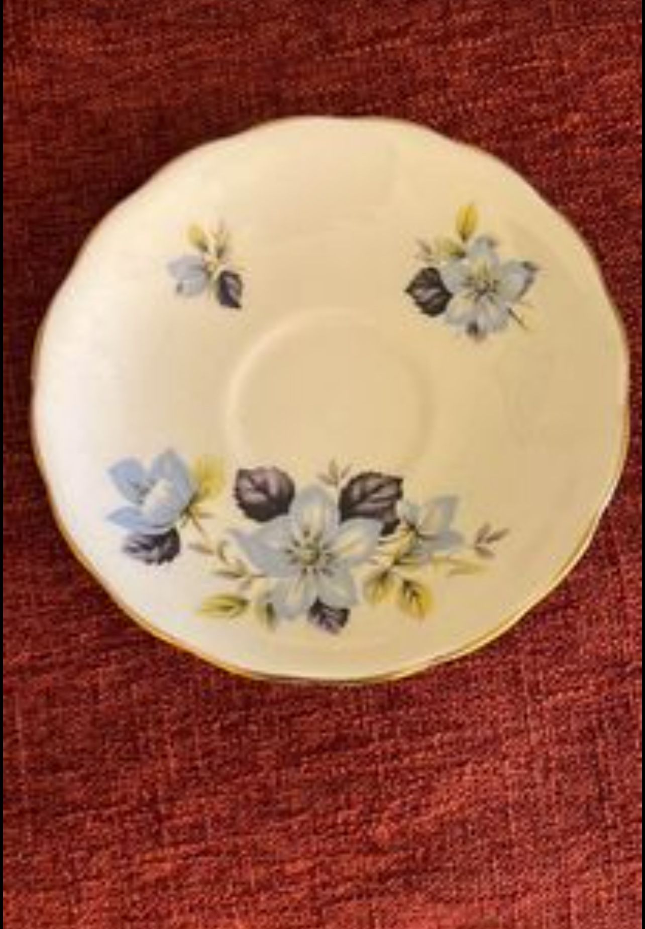 Queen Anne Blue Floral Bone China Tea Cup Saucer