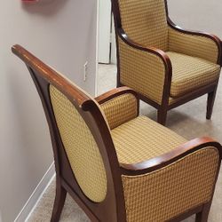 Set Of 2 Chairs Dark Beige Fabric And Wood Frame 