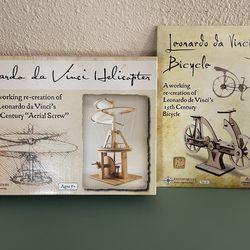 Leonardo da Vinci Wooden Build Kits - Helicopter and Bicycle, NEW