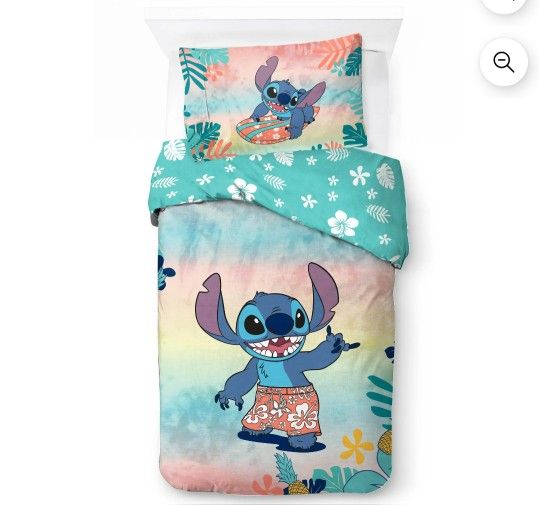 Stitch Island Vibes Kids 2 Piece Multicolor Reversible Comforter and Pillowcase Set, Twin/Full