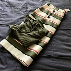 There Is A Two Pieces A Skirt Size 12 & Body Suit Size Small The Color, Dark Olive Both for $25 total