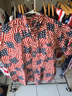Ralph Lauren Red, White and Blue Flag Shirt Size Large