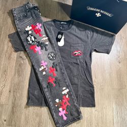 Chrome Hearts MATTYBOY Jeans and T-Shirt Set