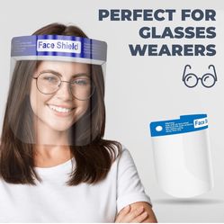 10 Pack Face Shields | Clear Plastic Face Shield for Women, Men & Kids, Anti-Fog, Lightweight Reusable Full Face Shield Mask, Safety Visor Cover with