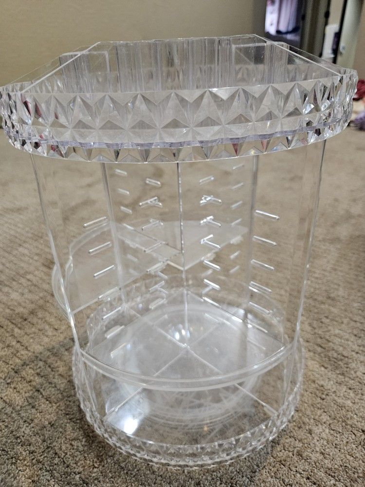 Adjustable Cosmetic Storage Caddy/Carousel, WEILY Makeup Mirror w/21 LED Light 1-3X Mags