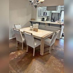 6- Pieces White color top marble Dining set