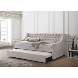 Brand New Fog Fabric Twin Daybed with Trundle