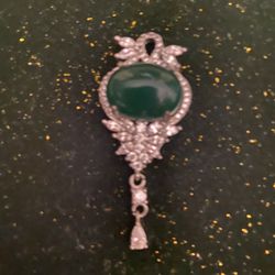 Emerald Pendant , Excellent Quality! White Topaz Around Emerald! Great New Years  Pendant !!