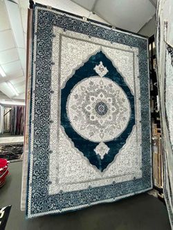 Large Teal Medallion Area Rug